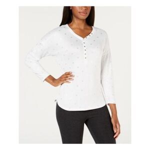 ANDE Womens Gray Polka Dot Long Sleeve With buttons Top S